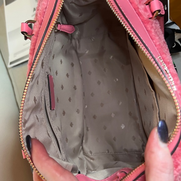 Kate Spade Pink Faux Fur Satchel with new Kate Spade hello Kitty scarf with COA - Picture 7 of 11